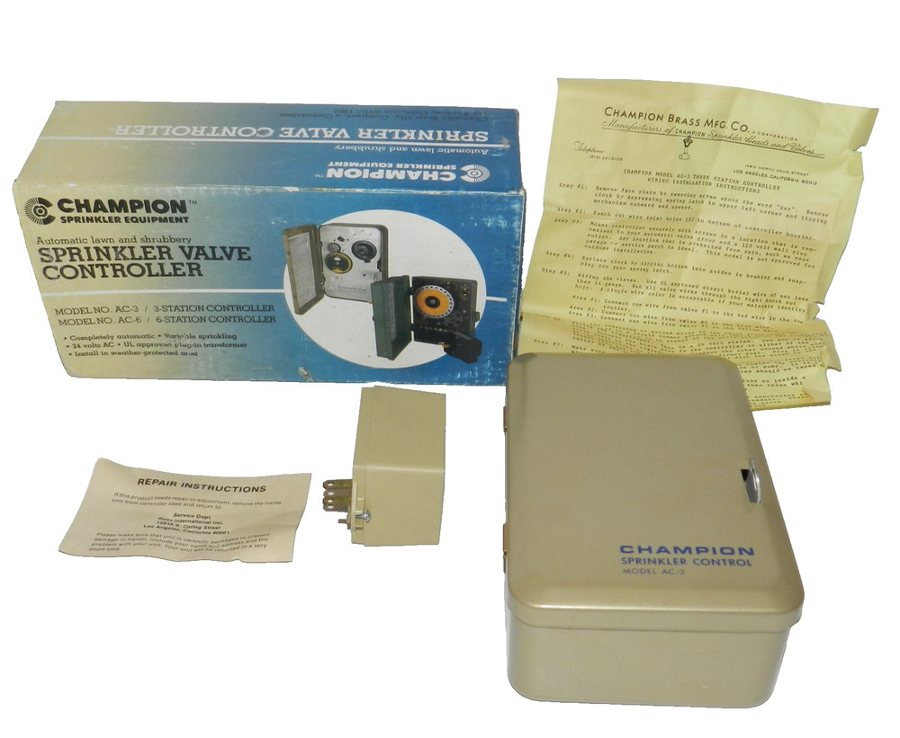 Champion Sprinkler Controller Model AC-3 w/Box Very Rare!