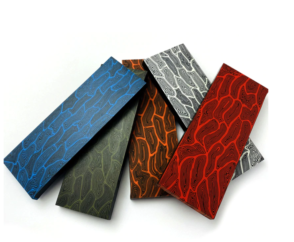 2 PIECES G10 Knife Handle Material Blanks Scales Composite Damascus Pattern DIY