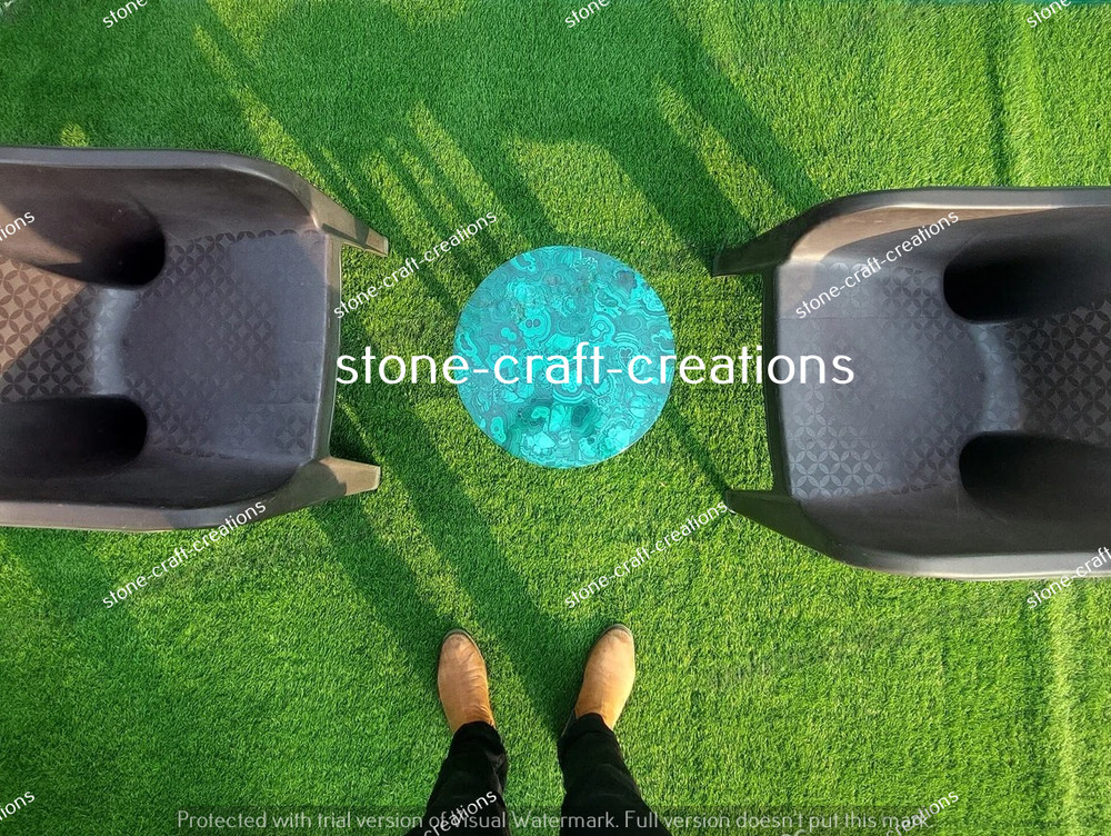 Green Table Round Malachite Handmade Coffee Tabletop ,Dining Table Home decor