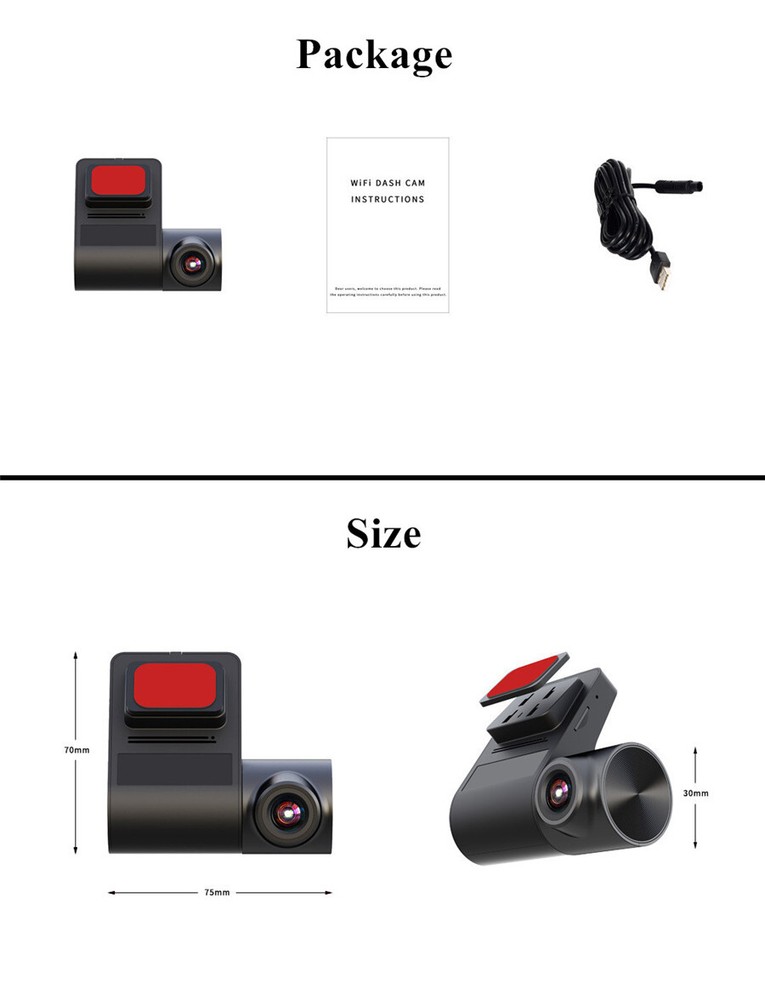 Car DVR Camera Hidden Dash Cam Video Recorder Recording G-sensor ADAS Android