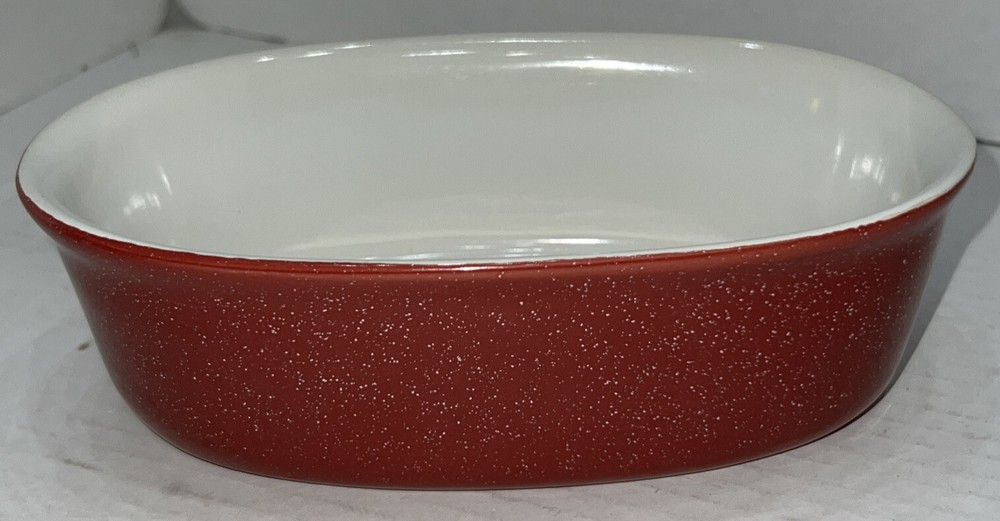 WCL 8 X 5”  Ceramic Oval Baking Dish-Red Speckle Glaze PRISTINE!