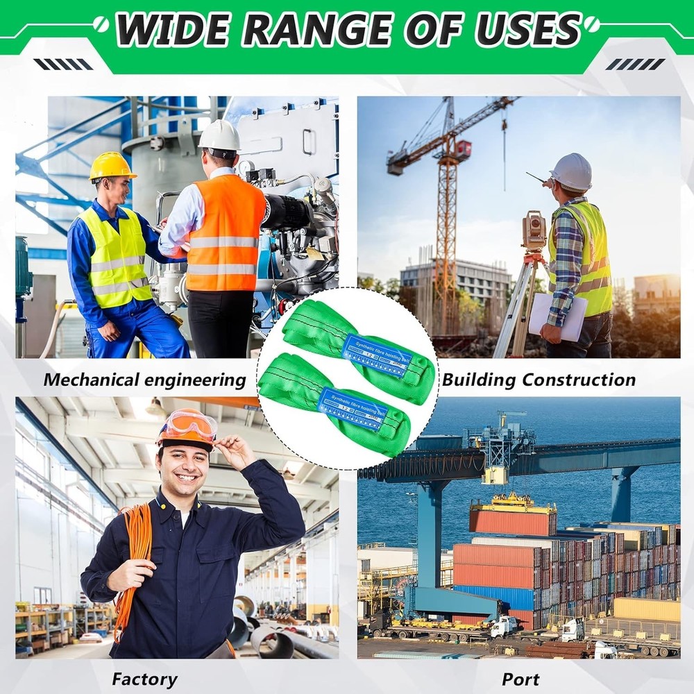 Lifting Straps Heavy Duty Polyester Endless Loop Round Slings 4ft 4pcs