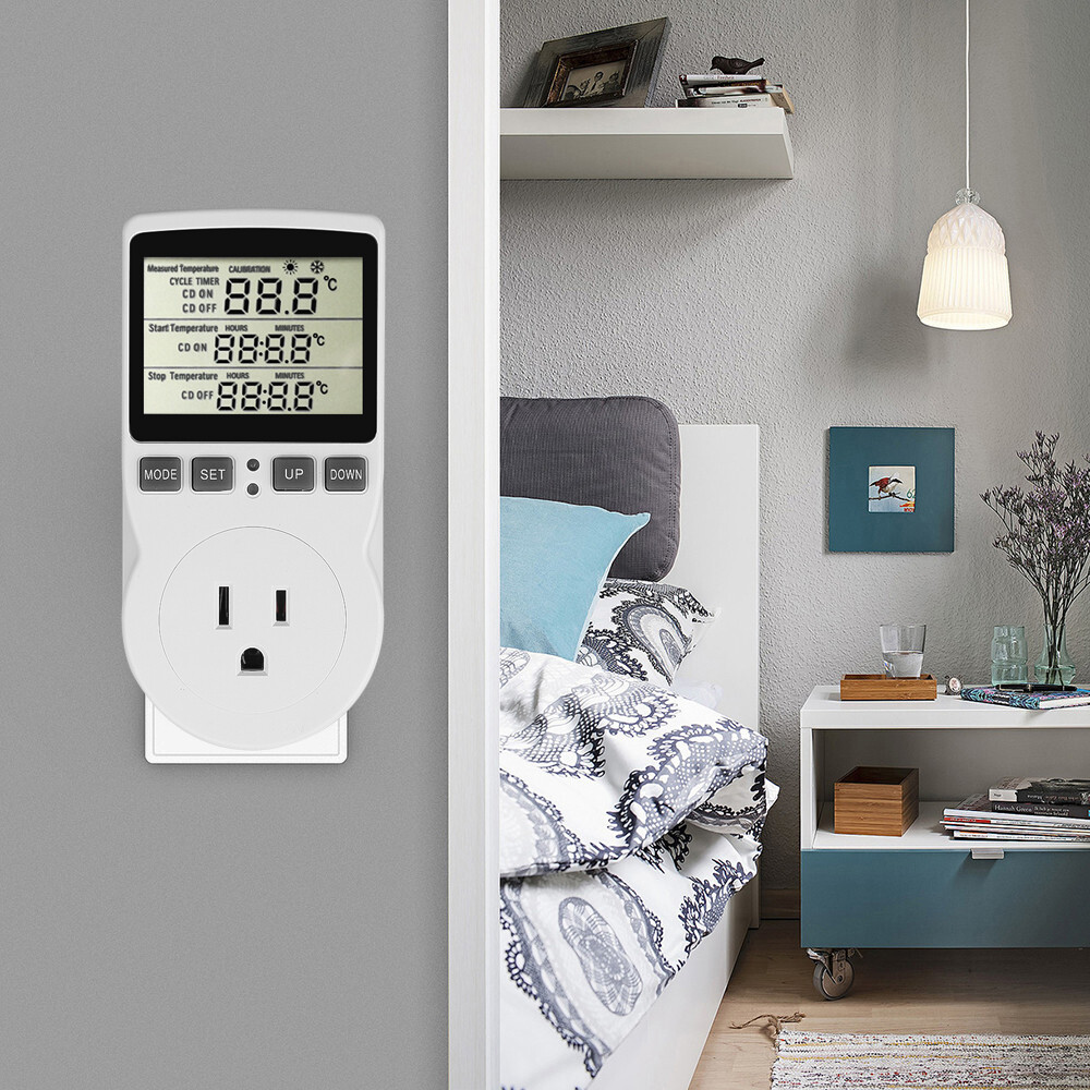 120V Fridge Freezer Temperature Controller Digital Thermostat Outlet 15A