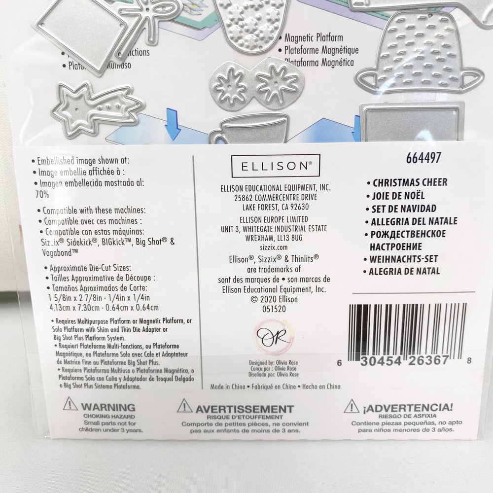 Sizzix Thinlits Christmas Cheer Olivia Rose Festive Cutting Dies 664497 NEW