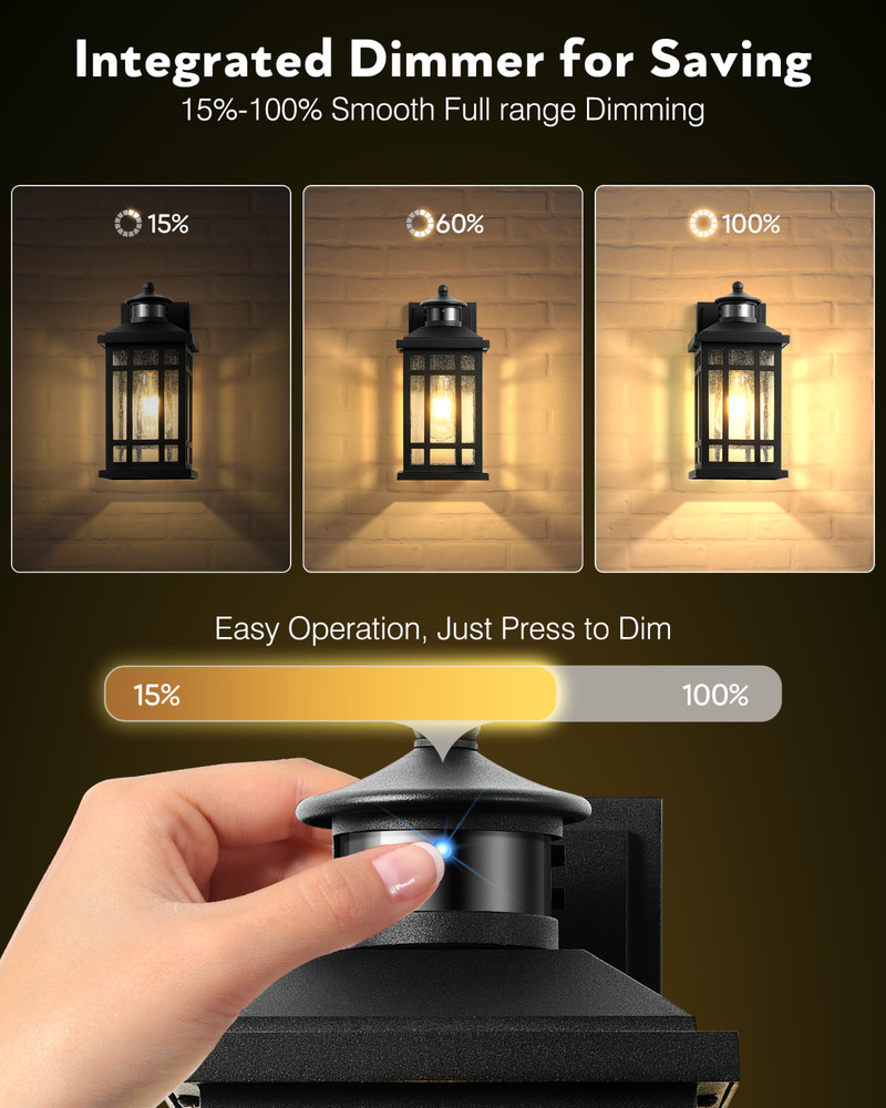 Motion Sensor Outdoor Wall Light, Adjustable Outside Lights for House