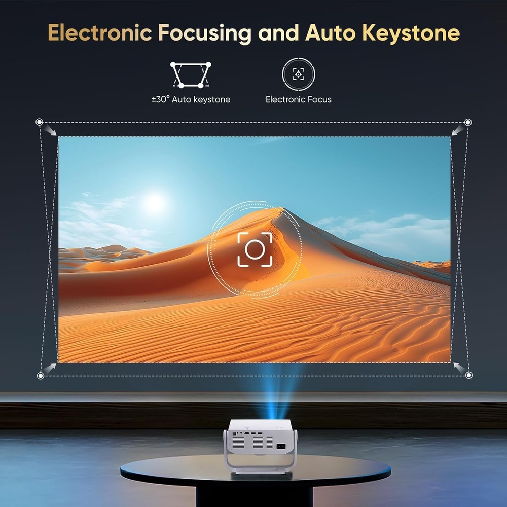 Projector with WiFi and Bluetooth, 1000+ Apps Installed, Standard, White