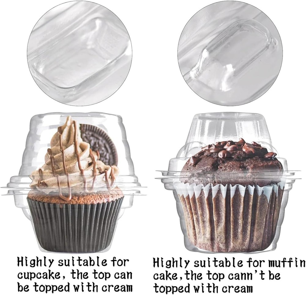 50 Pack Individual Cupcake Containers Plastic Cupcake Boxes Cupcake Holders Stac