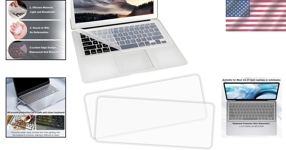 Universal Silicone Keyboard Cover - 2 Sheets Waterproof & Dustproof for Laptops