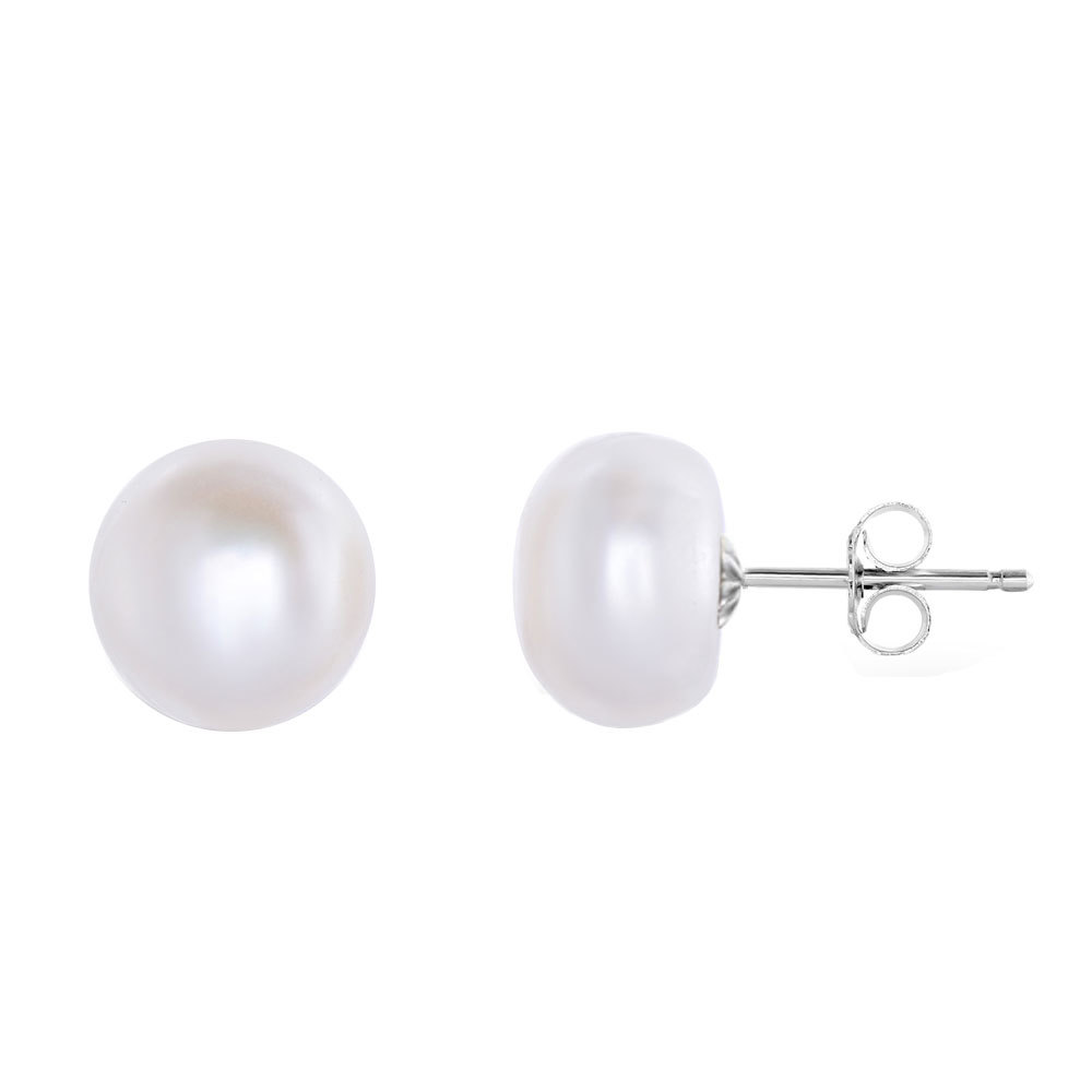 Sterling Silver Real Genuine Freshwater Culture Pearl Stud Earrings Gift for Her