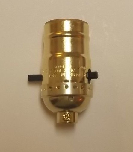 BRASS PLATED PUSH-THRU LAMP SOCKET E26 FOR TABLE LAMP SWITCH NEW 30751J