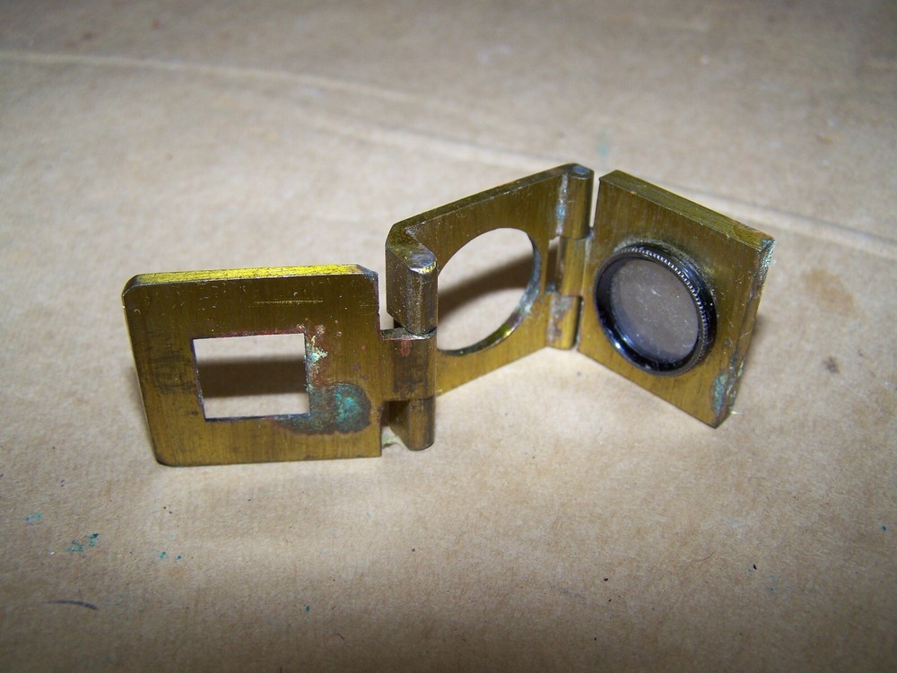 flint inks VICTORIAN BRASS MAGNIFYING GLASS POCKET MICROSCOPE THREAD COUNTER