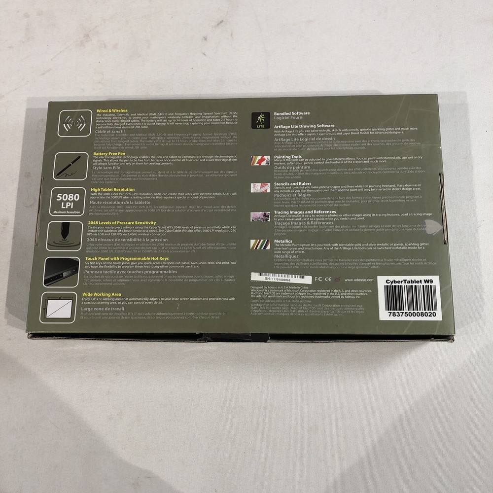 Adesso CyberTablet W9- 8"X5" Tablet- Open Box