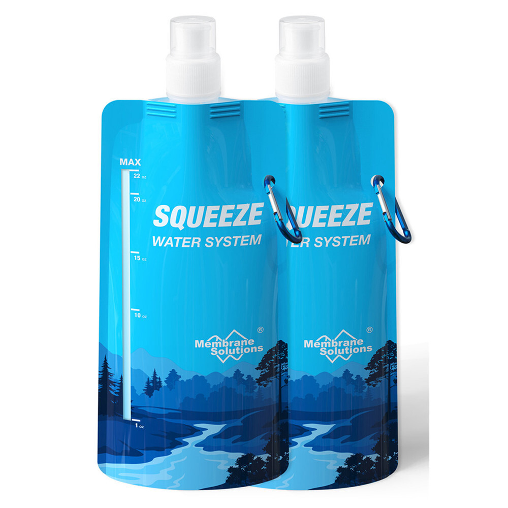 Personal Water Filter Straw|2xCollapsible Water Storage Bags|Portable Filtration