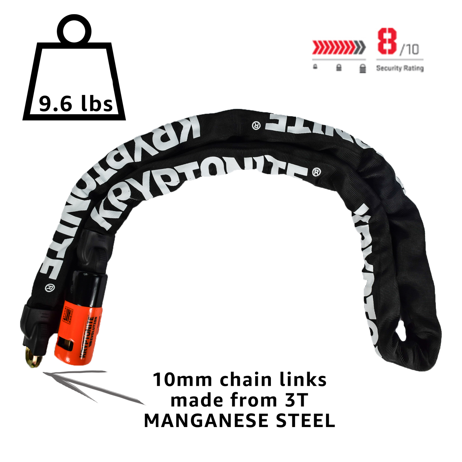 Kryptonite Evolution Series 4 1016 Integrated Chain 5.25ft (160cm)