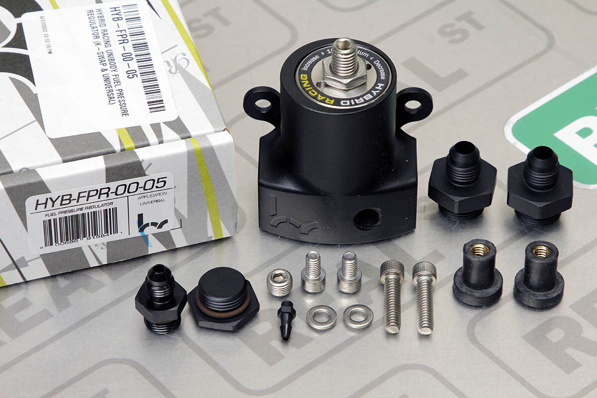 Hybrid Racing Unibody Fuel Pressure Regulator 30-100 PSI Black K-Swap Universal