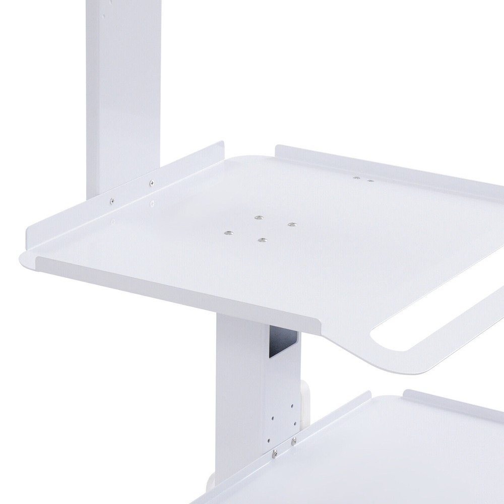 Adjustable Height Rolling Desk Computer Cart Mobile PC Laptop Workstation Table