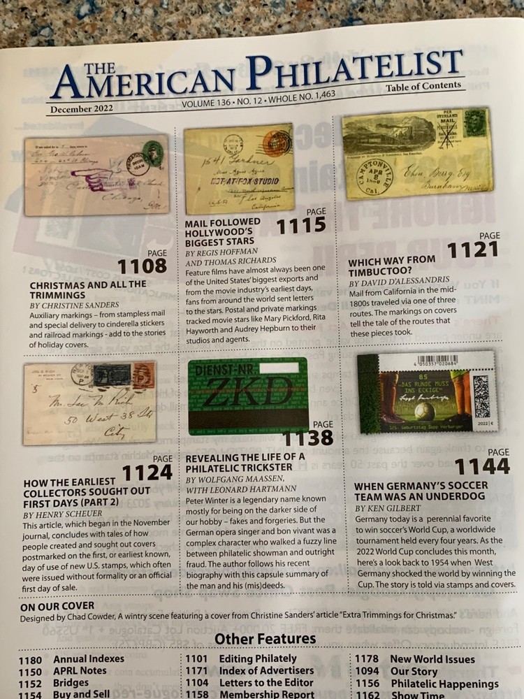 American Philatelist Magazine 2022, December