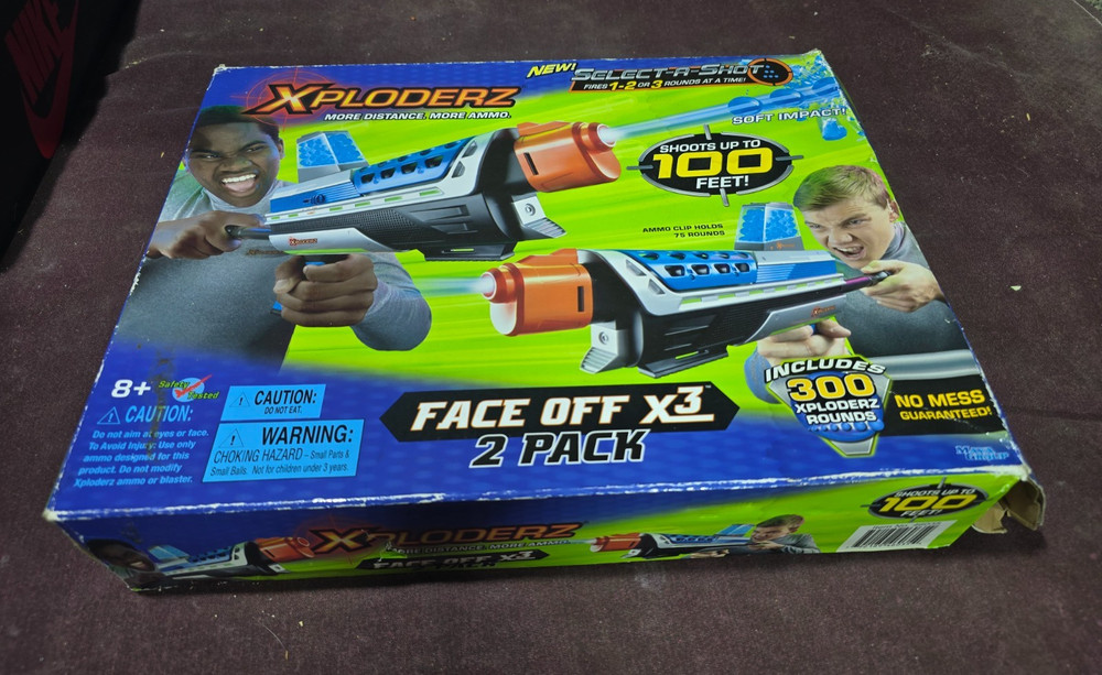 Xploderz Face Off X3 2 Pack Soft Impact Blaster Guns W/ 300 Rounds