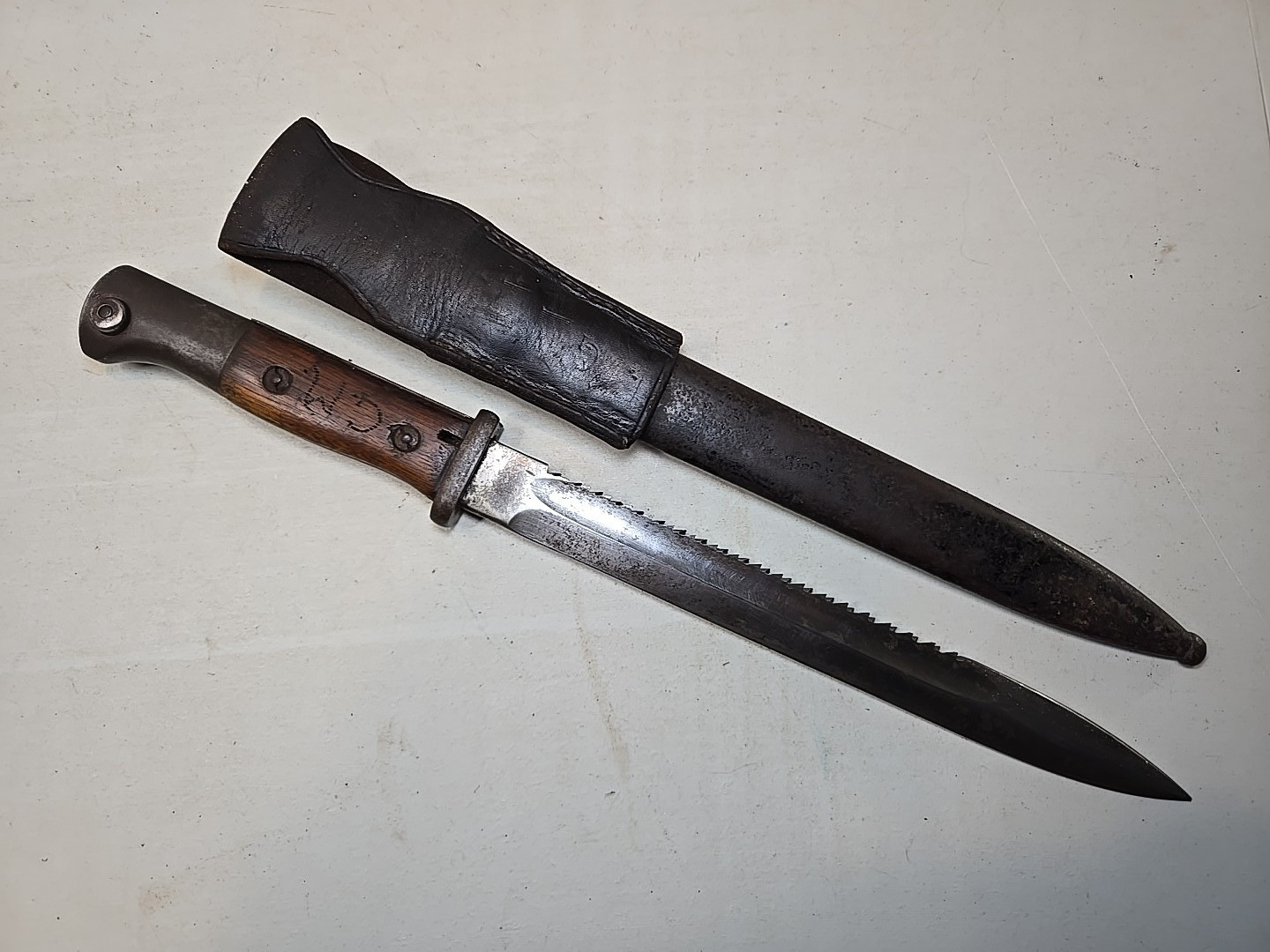 WWI German Prussian S84 K98 Sawback Bayonet w/Scabbard + Frog - Koeller Solingen