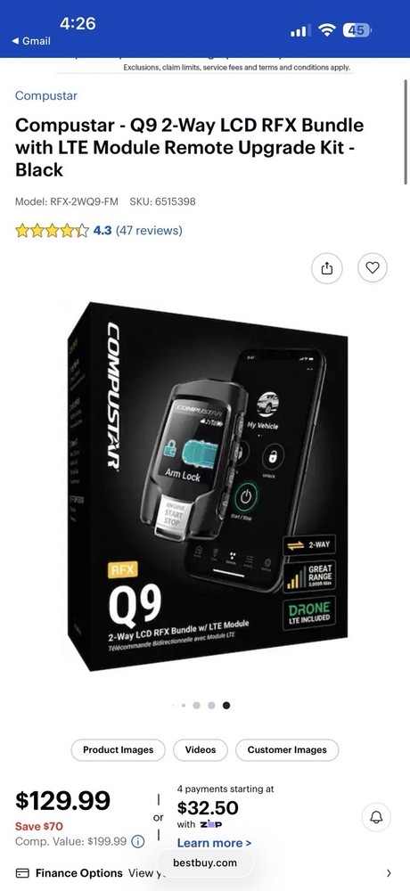 Compustar RFX-2WQ9-FM Q9 2-Way LCD Remote Start Bundle with LTE Module