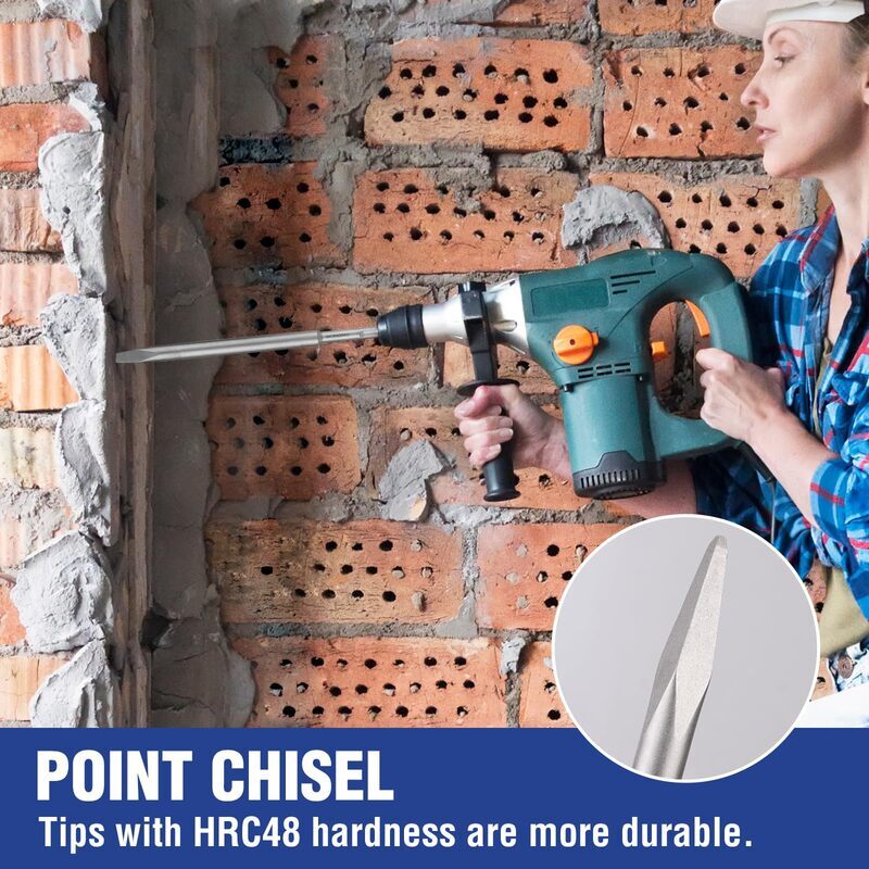 WORKPRO 16PC SDS-Plus Rotary Hammer Drill Bits and Chisel Set for Concrete Stone