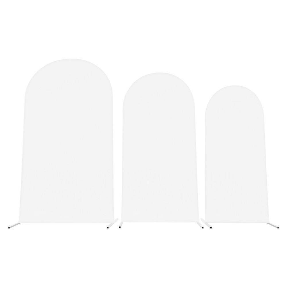 3X White Arch Backdrop Stand Set Wedding Arch Stand Backdrop Decor with Covers