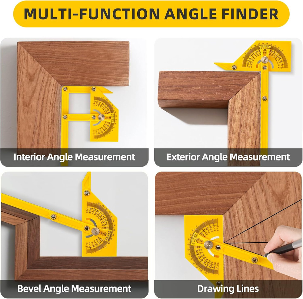 2 Pcs Protractor Angle Finders, Adjustable Protractors 0°-180° with Locking Nut(