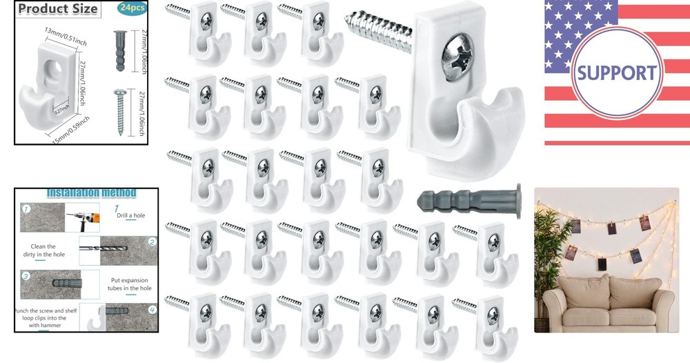 24-Pack Heavy Duty Plastic Wall Clips for Efficient Closet Organization