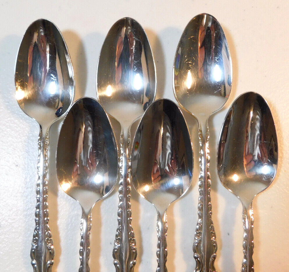 INTERNATIONAL SILVER "COUNTESS" SILVERPLATE 6 TEASPOONS 6" NO MONOGRAMS