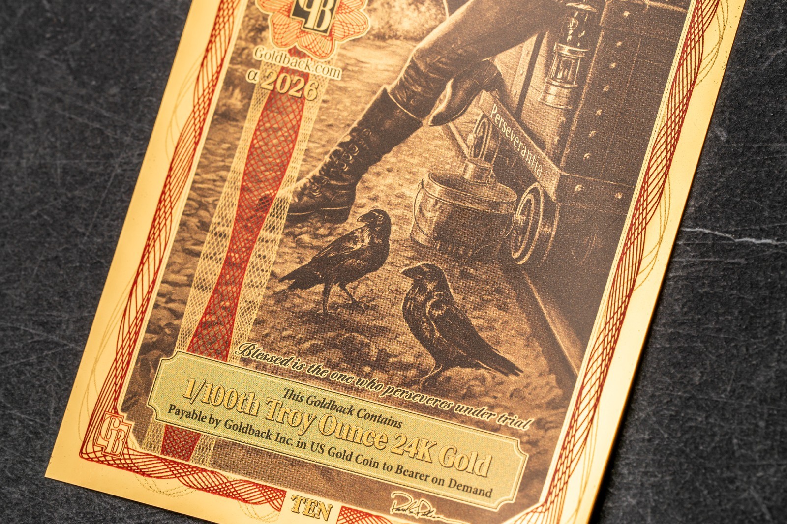 2026 - 10 IDAHO Goldback Aurum Gold Foil Note 1/100 oz 24kt .999 Fine PRESALE