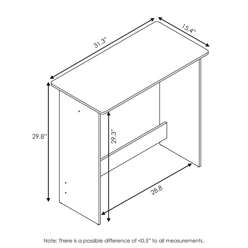 Simplistic Study Table Writing Desk Engineered Wood Rounded Corners Small Space