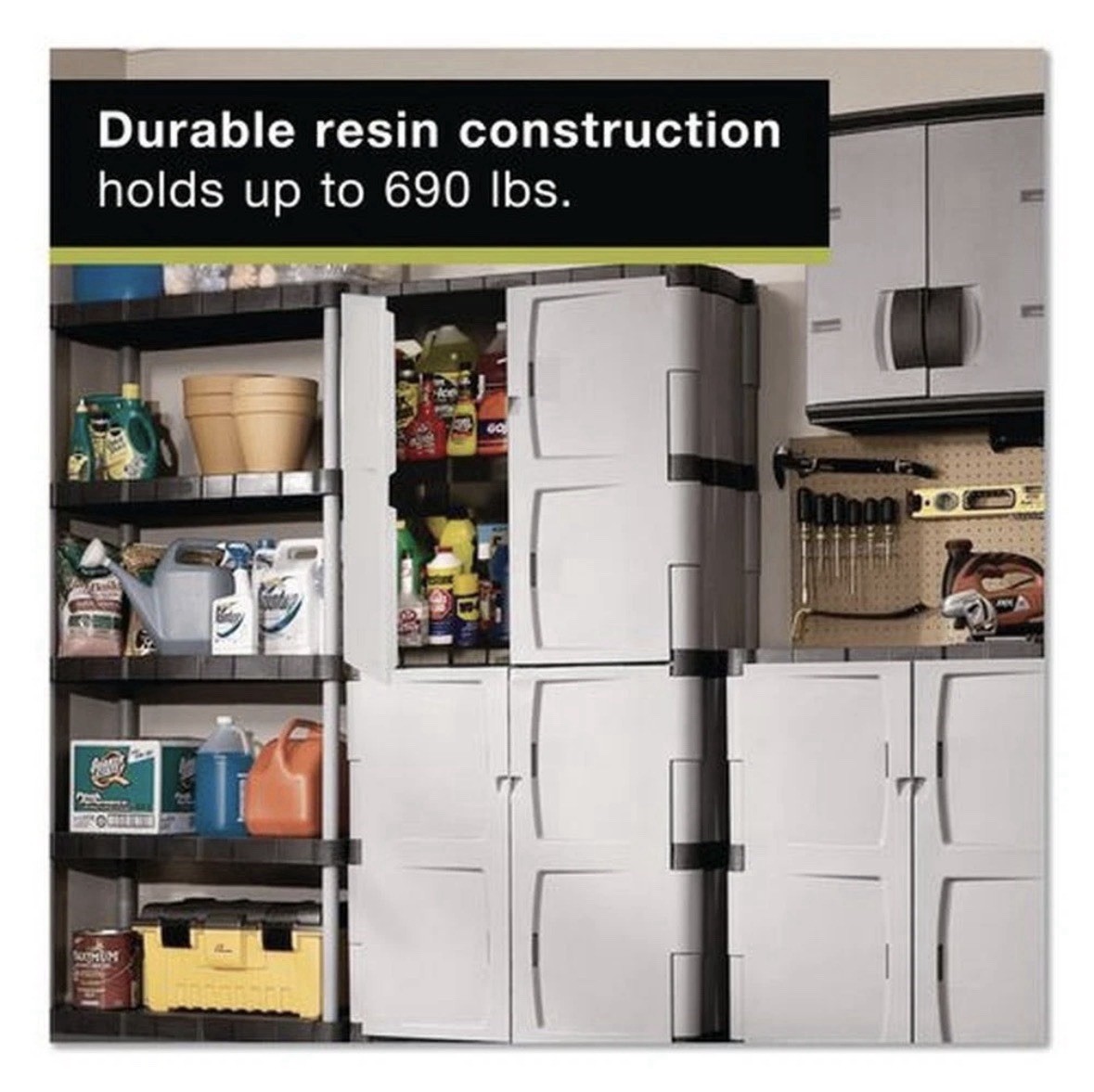 Rubbermaid 7083 36" x 18" x 72" Double-Door Storage Cabinet - Gray/Black New