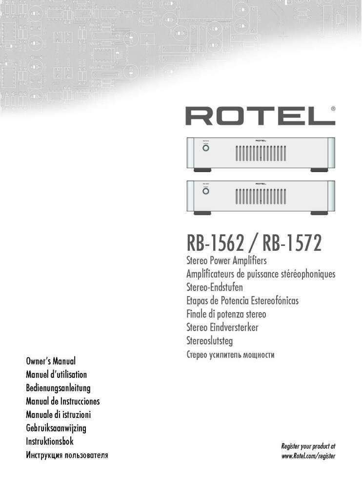 Rotel RB-1562 Amplifier Owners Manual