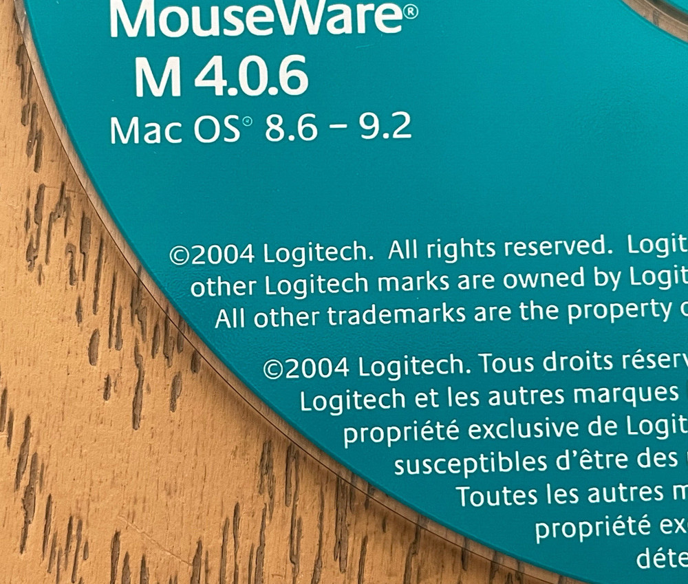 Logitech MouseWare CD 9.79 9.73.1 Control Center Software 2004 Windows Mac