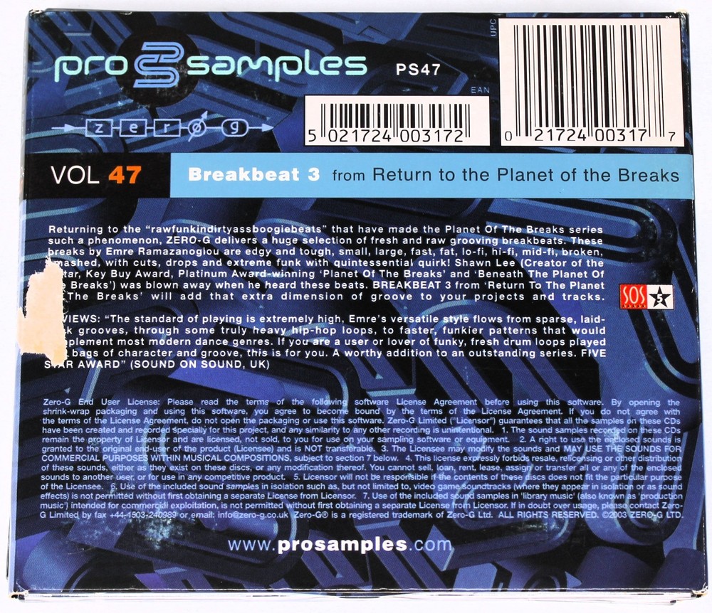 Zero-G Pro Samples 47 Breakbeat 3 Sample/Sound Library/Sampling Double CD