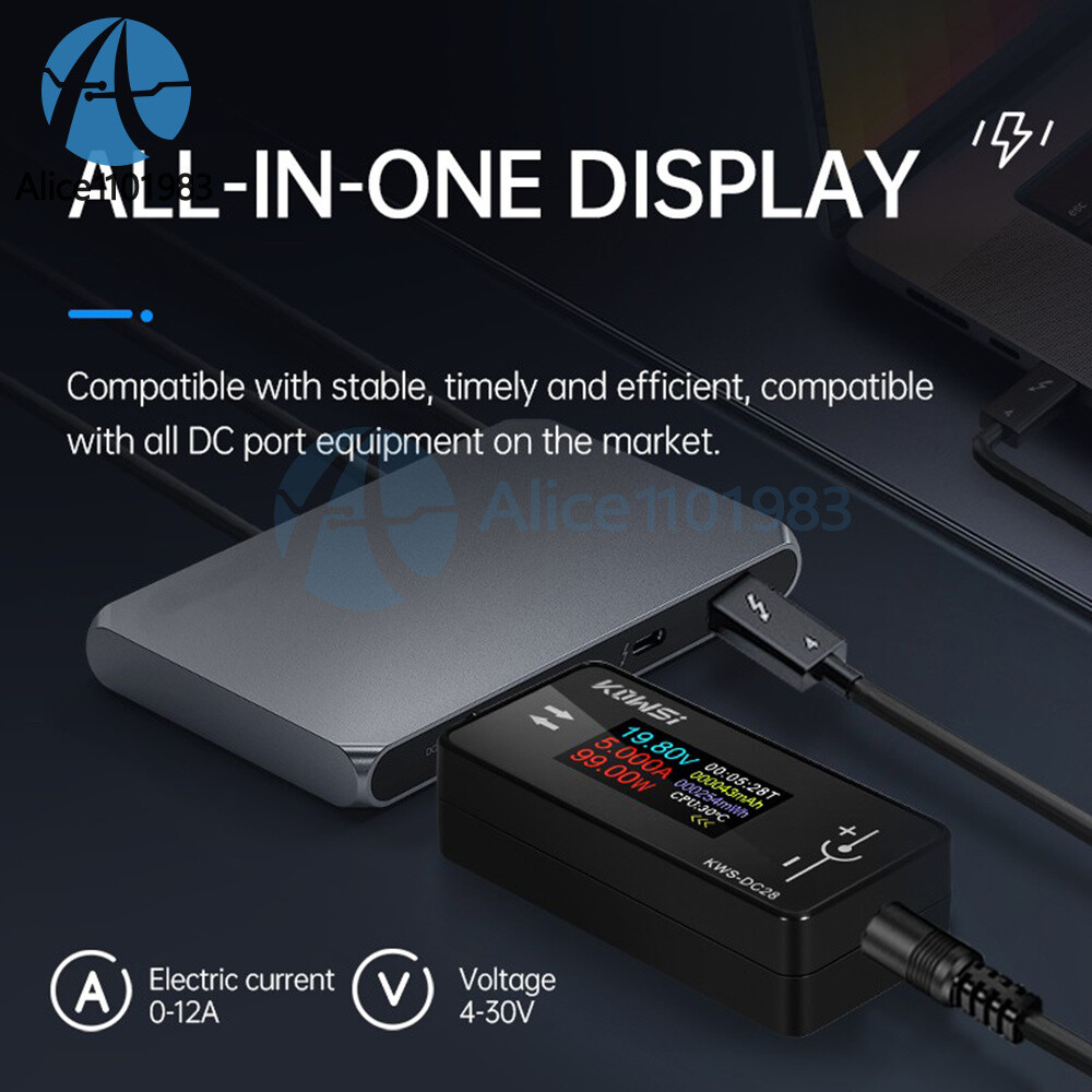 DC5.5*2.5 Interface Current Voltage Power Meter Tester Digital LCD Display Meter