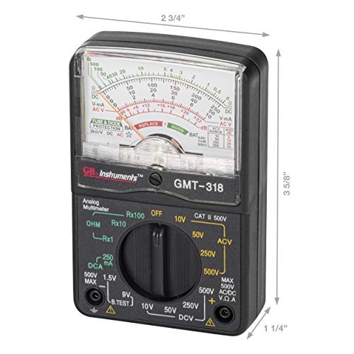 GMT-318 Analog Multimeter, 6 Function, 14 Range, AC / DC Volt, 500V