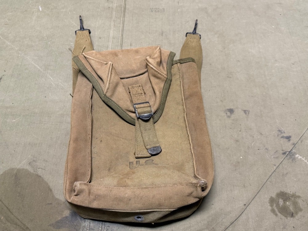 ORIGINAL WWII US ARMY INFANTRY M1 GP AMMO CARRY BAG-TRANSITIONAL OD#3 & OD#7