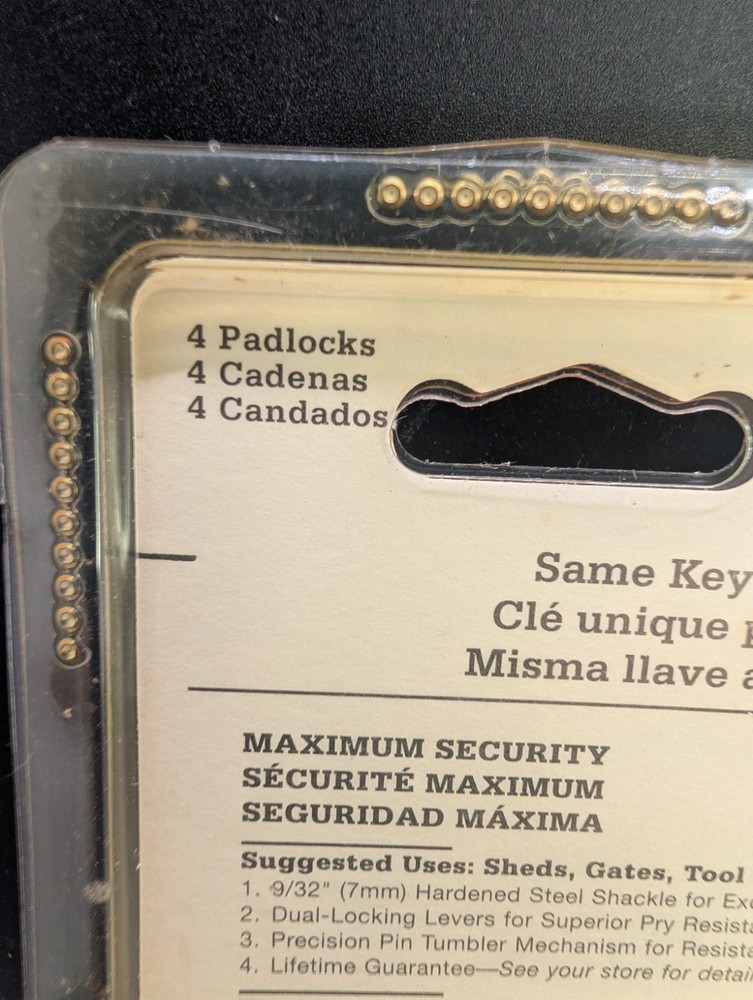 Master Lock 3008D No. 3 Padlock 4 Pack