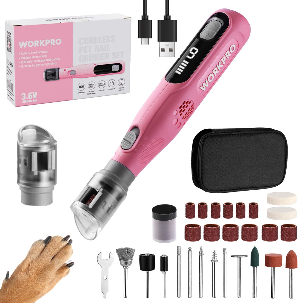 WORKPRO 6-Speed Dog Nail Grinder 70 Accessories Rotary Tool with Storage Bag New