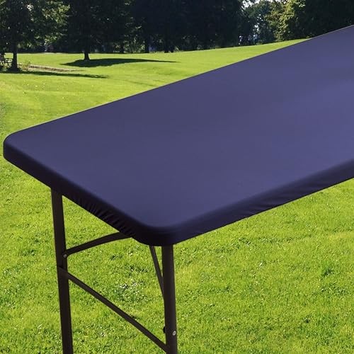 Rectangle Spandex 4 FT Fitted Tablecloth, 48" x 24" (Rectangular) Navy Blue