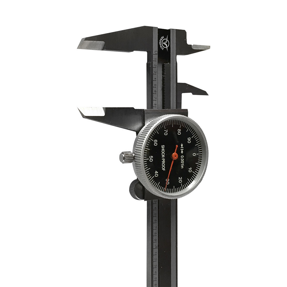 0-4" Stainless Steel 4 Way Dial Caliper Black Face Shock Proof 0.001" Graduation