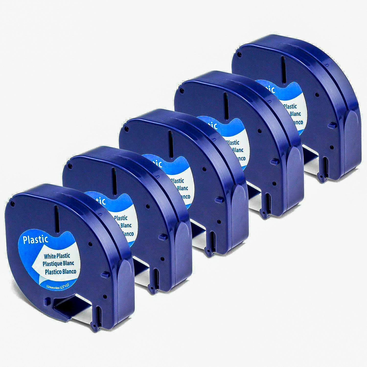 5PK Fit Dymo Letratag Refill 91331 White Plastic 12mm Label Tape 1/2" LT-100H