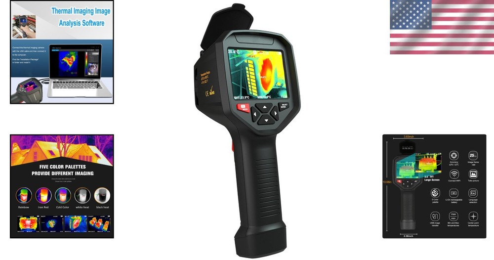 Rechargeable Infrared Thermal Camera with 256x192 Resolution & Analysis Software