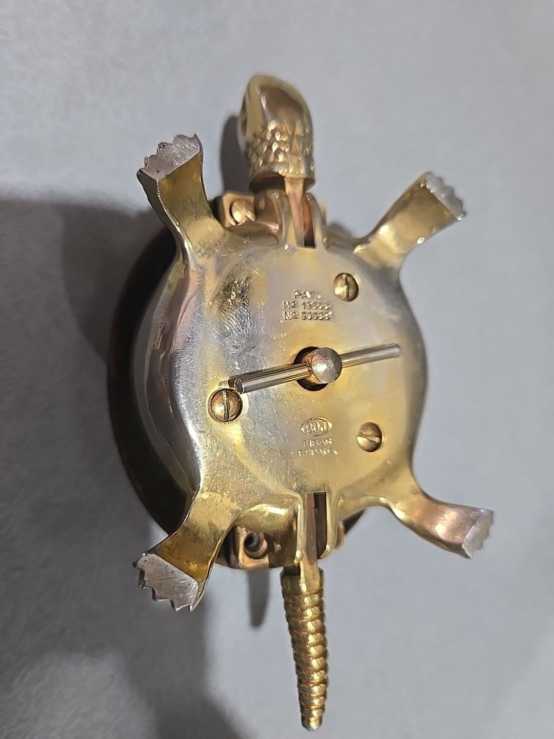 Vintage damascene brass turtle hotel/desk bell made by BOJ in Eibar, Spain