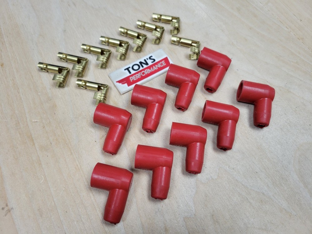 Ignition Socket Distributor Boots & Terminals Kit Set 9 Right angle 90 Red