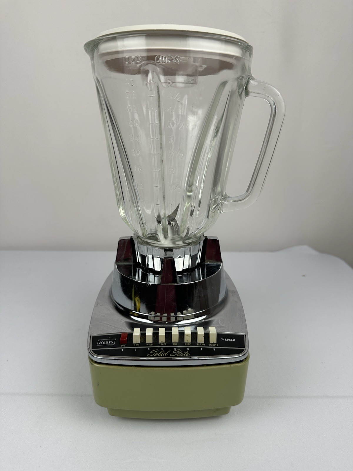 Vintage 1960's MCM Mid Century Modern Sears 7 Speed 40oz Blender With Real Glass
