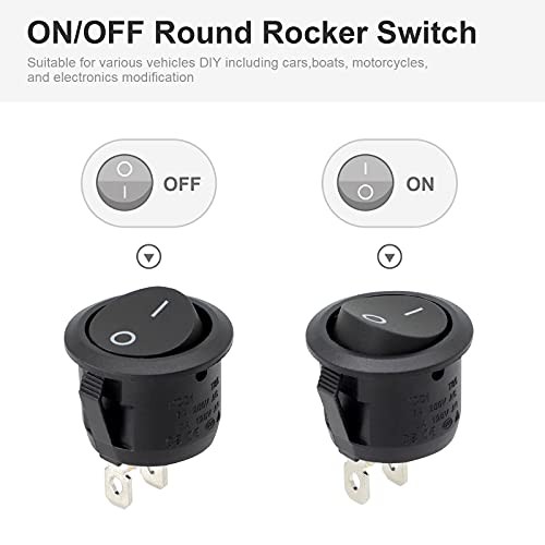 Round Rocker Switch, 6 Pcs Mini Rocker Switch, 12 Volt ON Off Toggle Switch