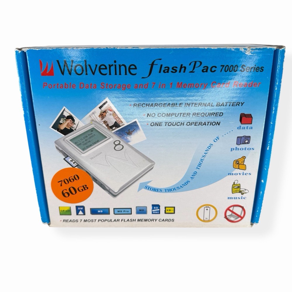 Wolverine FlashPac 7000 Series Data Storage 7 in 1 Memory Card Reader