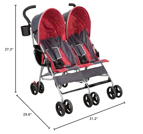 Delta Children LX Side by Side Stroller - Recline, Storage, Compact Fold